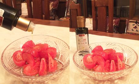 おいしいトマトと最高品質 酸度0.1のオリーブオイルで幸せな食卓