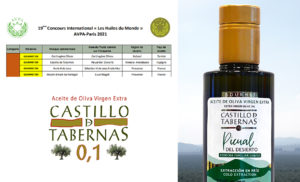カスティージョ・デ・タベルナス0.1が世界で権威あるオリーブオイルの賞を受賞しました。